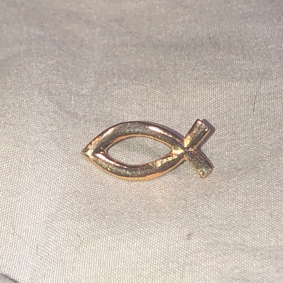 Gold Spiritual FISH Tie tack GOD FAITH LOVE - Picture 3 of 7